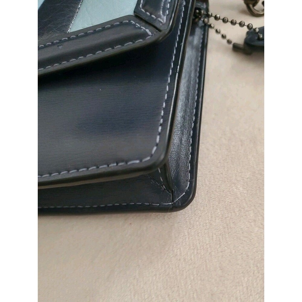 Coach Hutton Leather Convertible Crossbody Bag Midnight Multi Quilting Chain - Picture 14 of 16